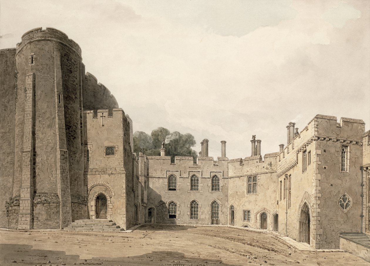 Vnitřní dvůr hradu Berkeley, Gloucestershire, při pohledu na severovýchod, 1822 od John Chessell Buckler