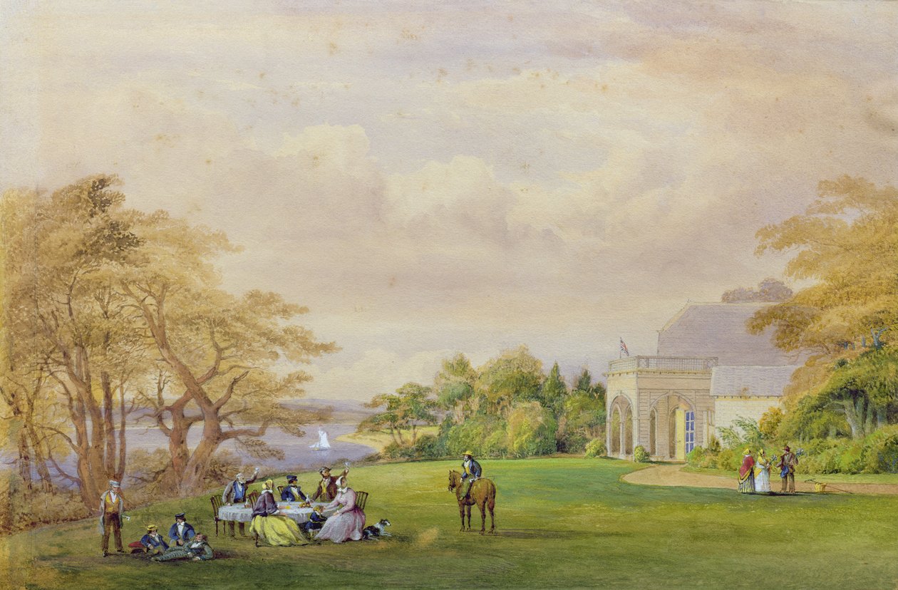 Skupina v ‚Chalupě‘, Bournehill, 1858 od John Christian Schetky