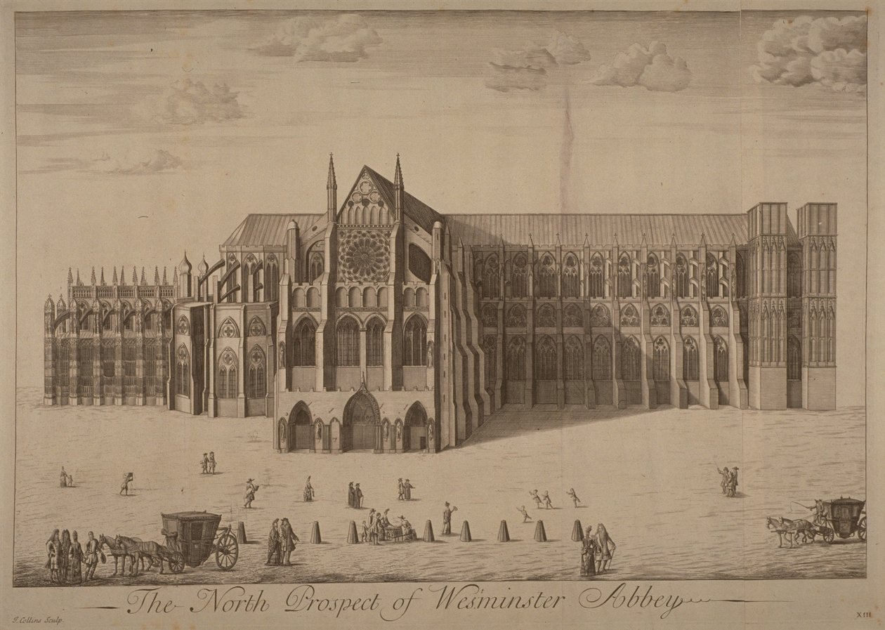 Pohled na Westminsterské opatství od severu, cca 1700 od John Collins