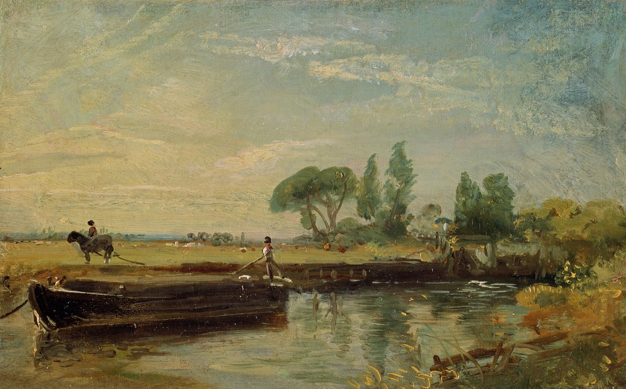 Barge under Flatford Lock, c.1810 od John Constable