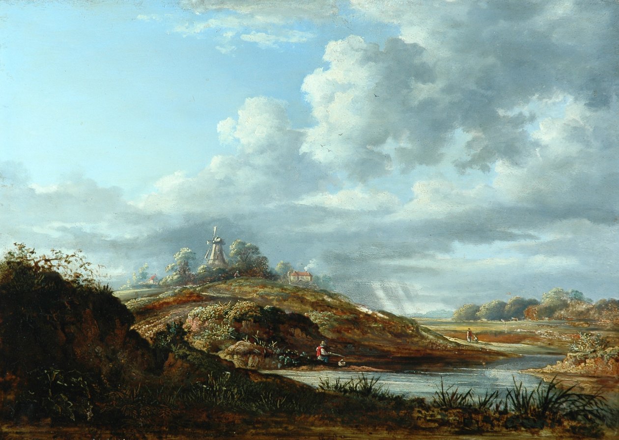 Větrný mlýn nad řekou od John Constable