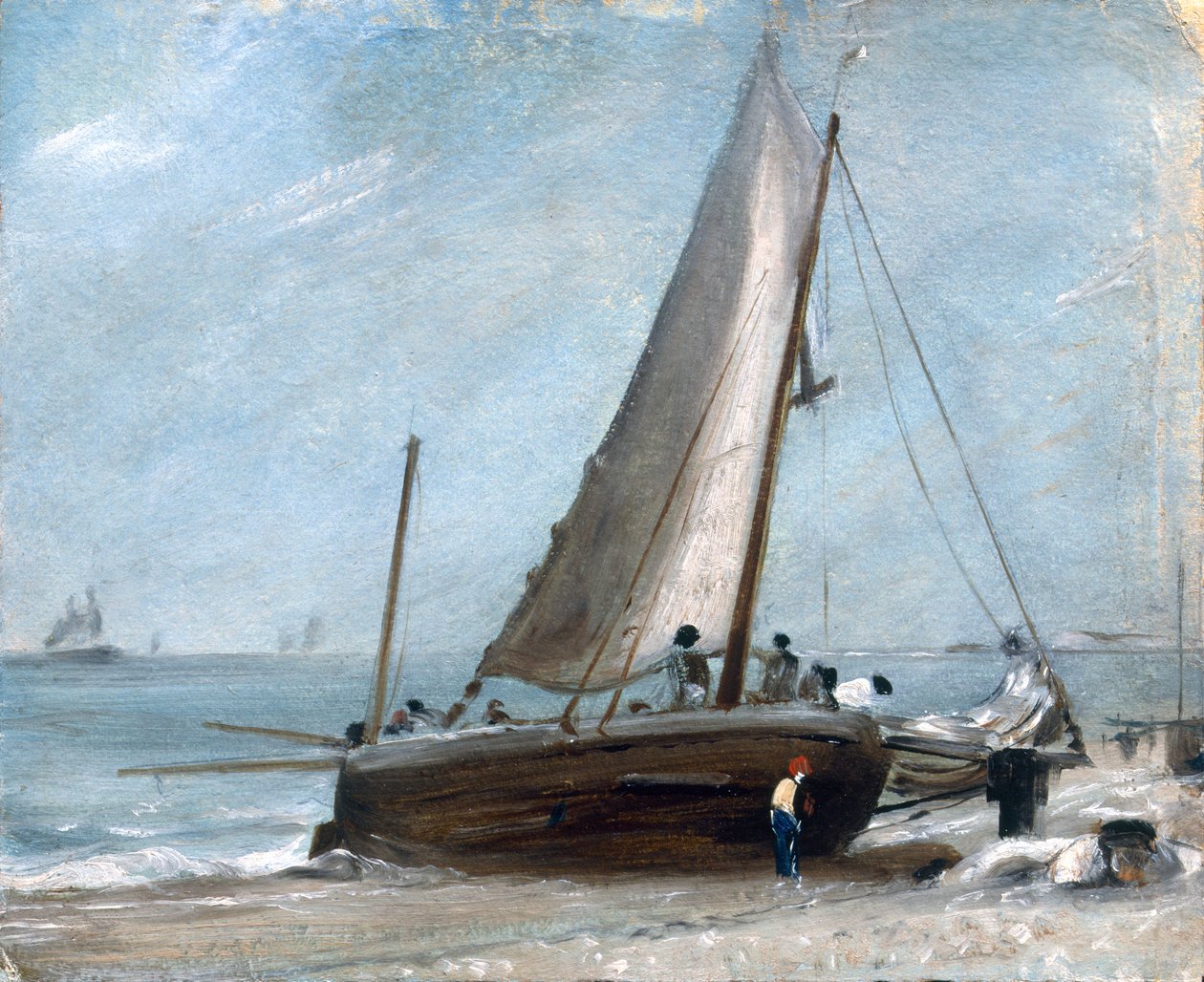 Brighton Beach s rybářskými loděmi a posádkou od John Constable