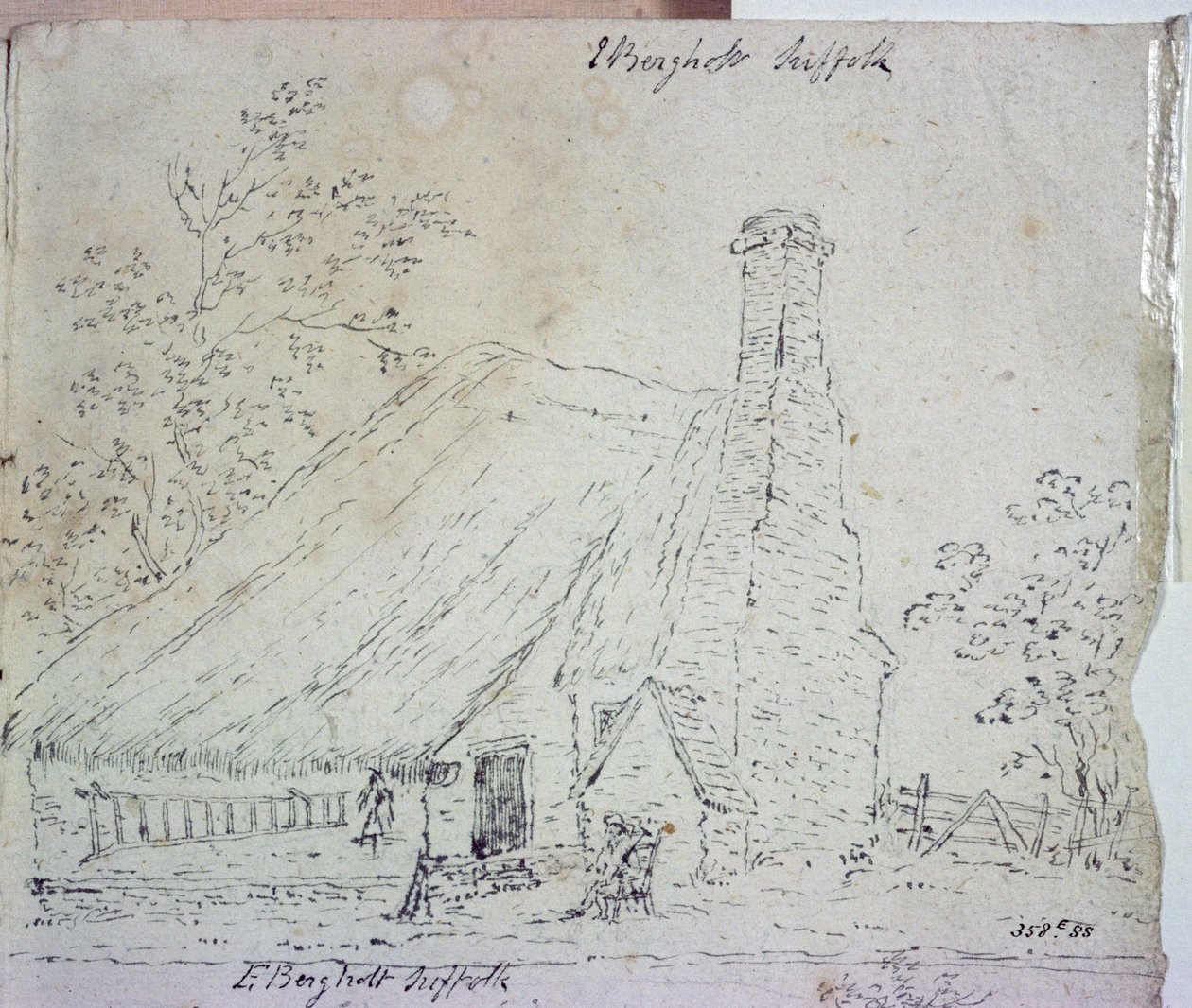Chata ve východním Bergholtu, s chatařem (kresba) od John Constable