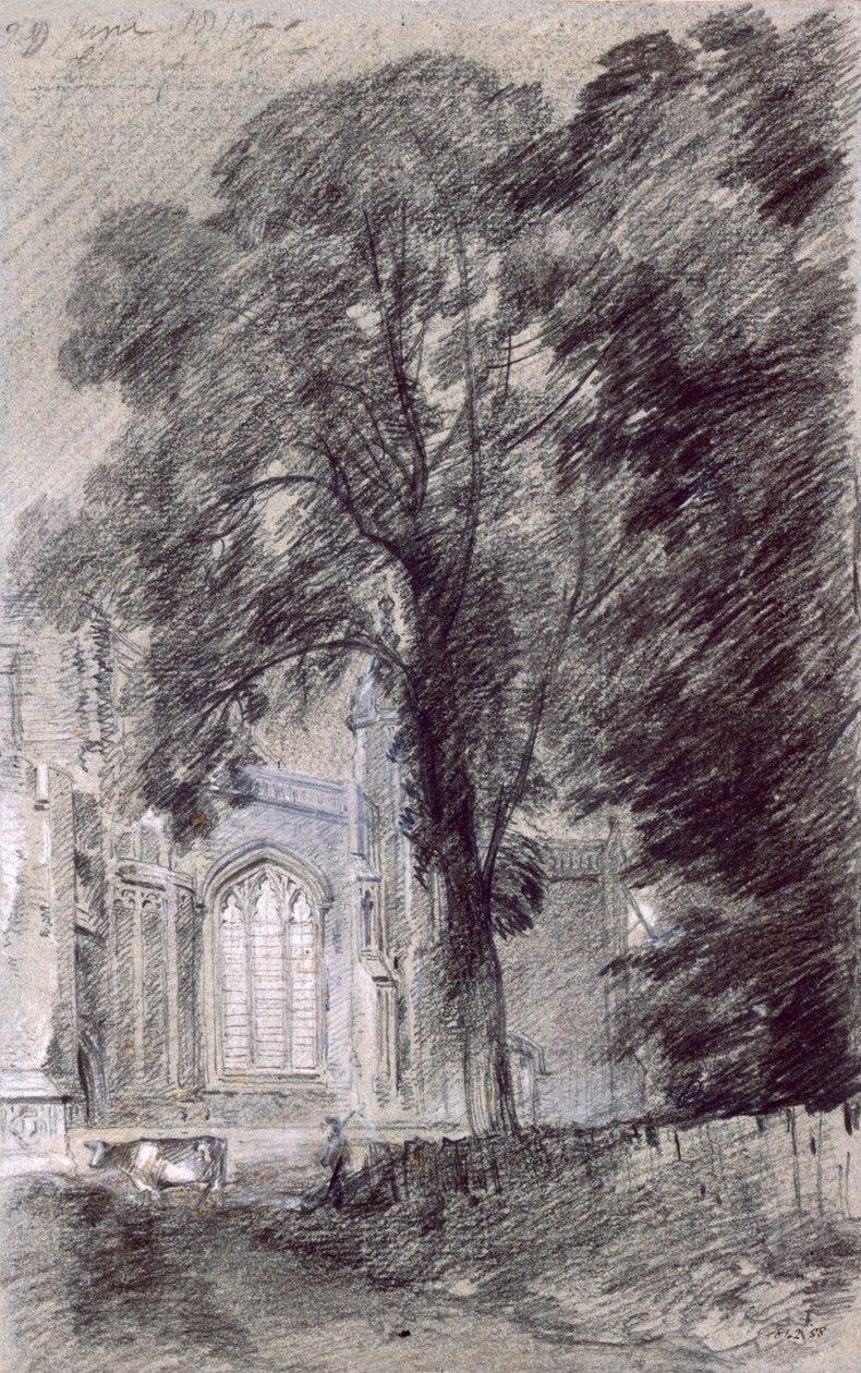 Kostel East Bergholt - West End (grafit na papíře) od John Constable