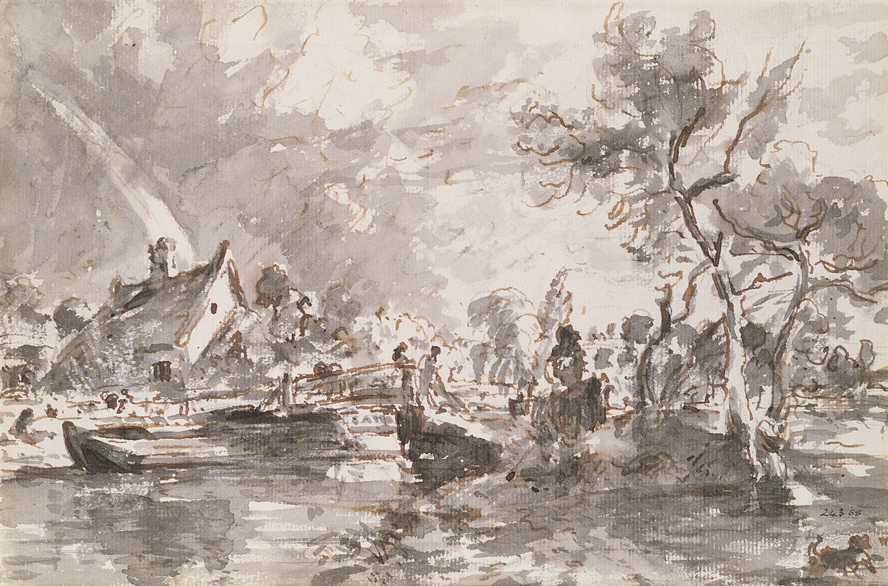 Flatford Old Mill Cottage na Stour, pero a mytí od John Constable