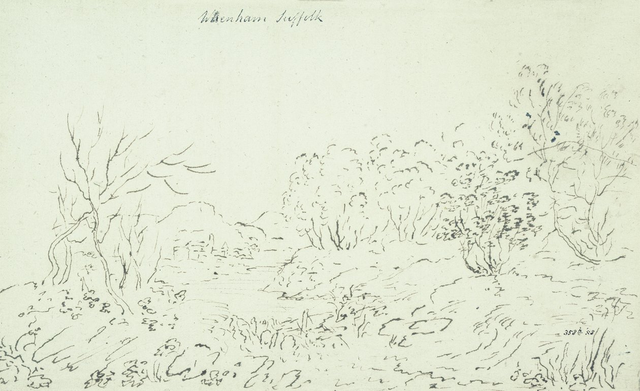 Krajina s potokem ve Wenhamu, 1796 (pero a inkoust) od John Constable