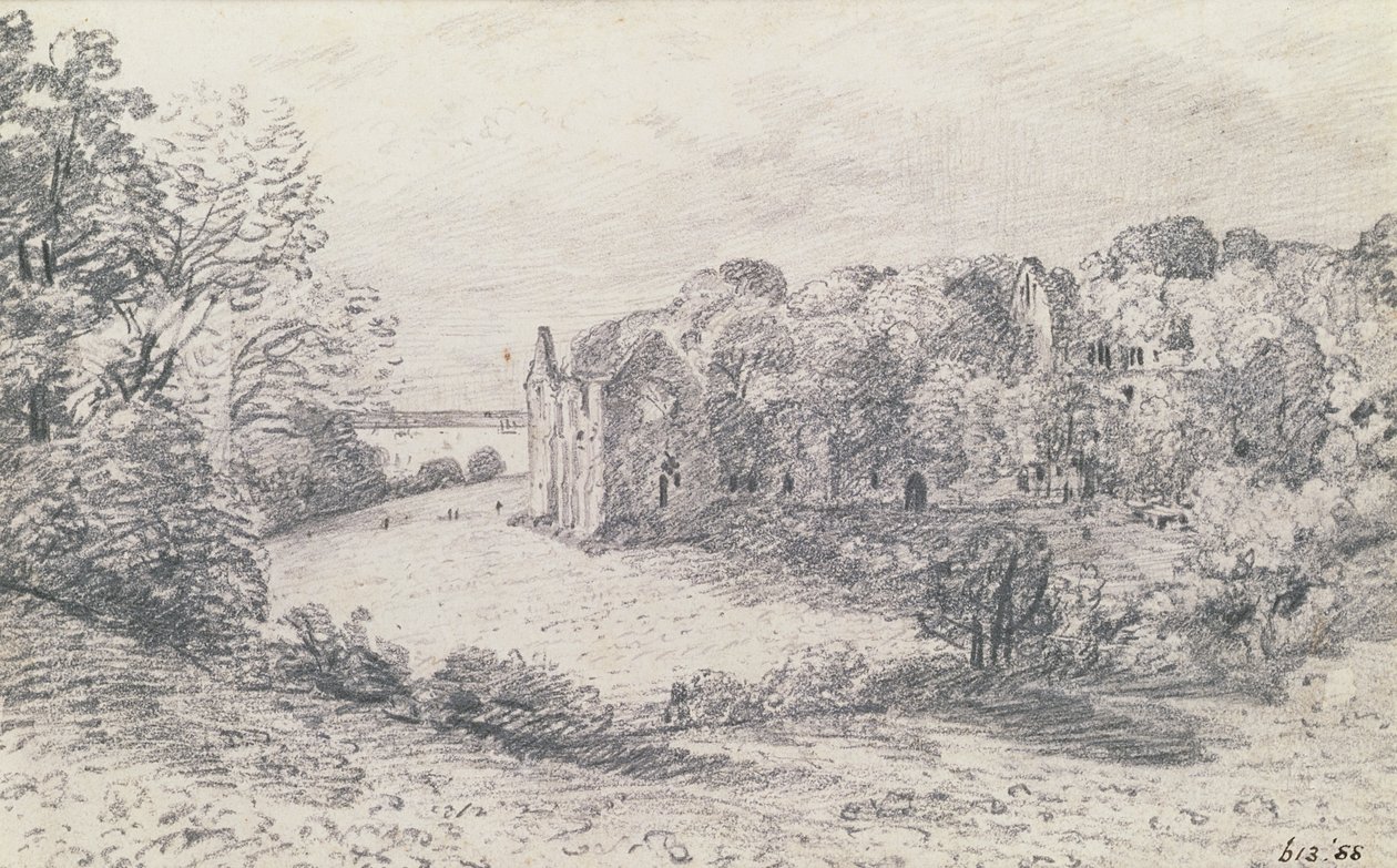 Opatství Netley, 1888 (kresba) od John Constable