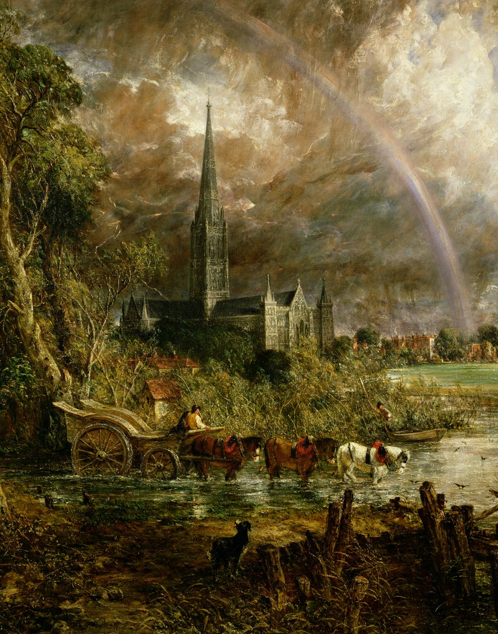 Katedrála v Salisbury Od louky, 1831 detail z roku 1560 od John Constable