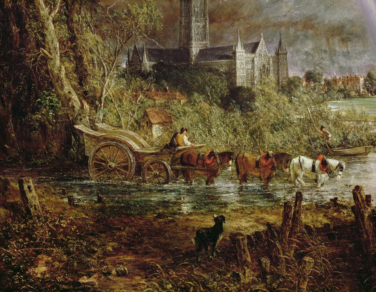 Katedrála v Salisbury Od louky, 1831 detail z roku 1560 od John Constable