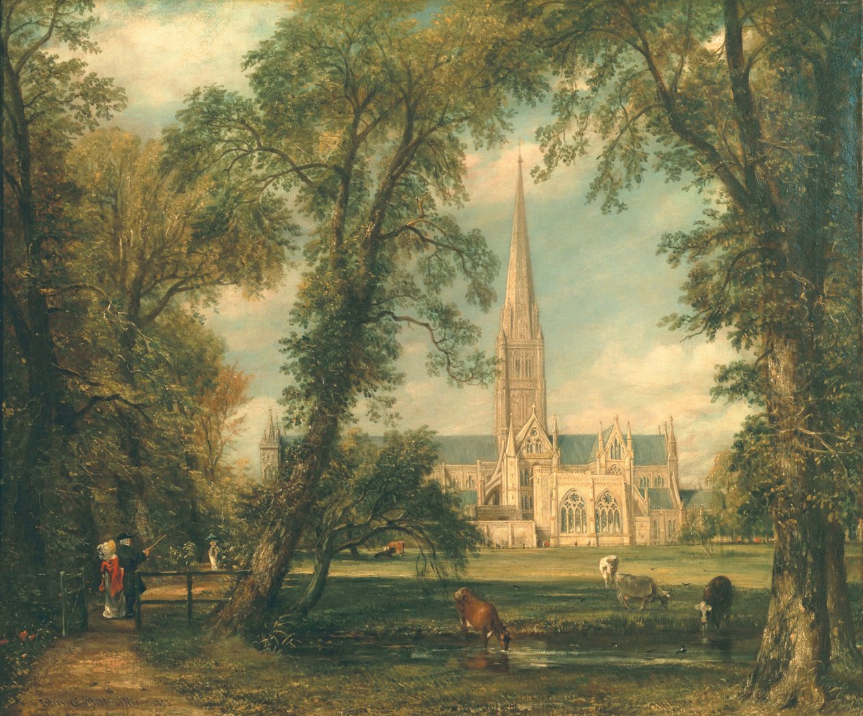 Katedrála v Salisbury z biskupského areálu, 1823-26 od John Constable