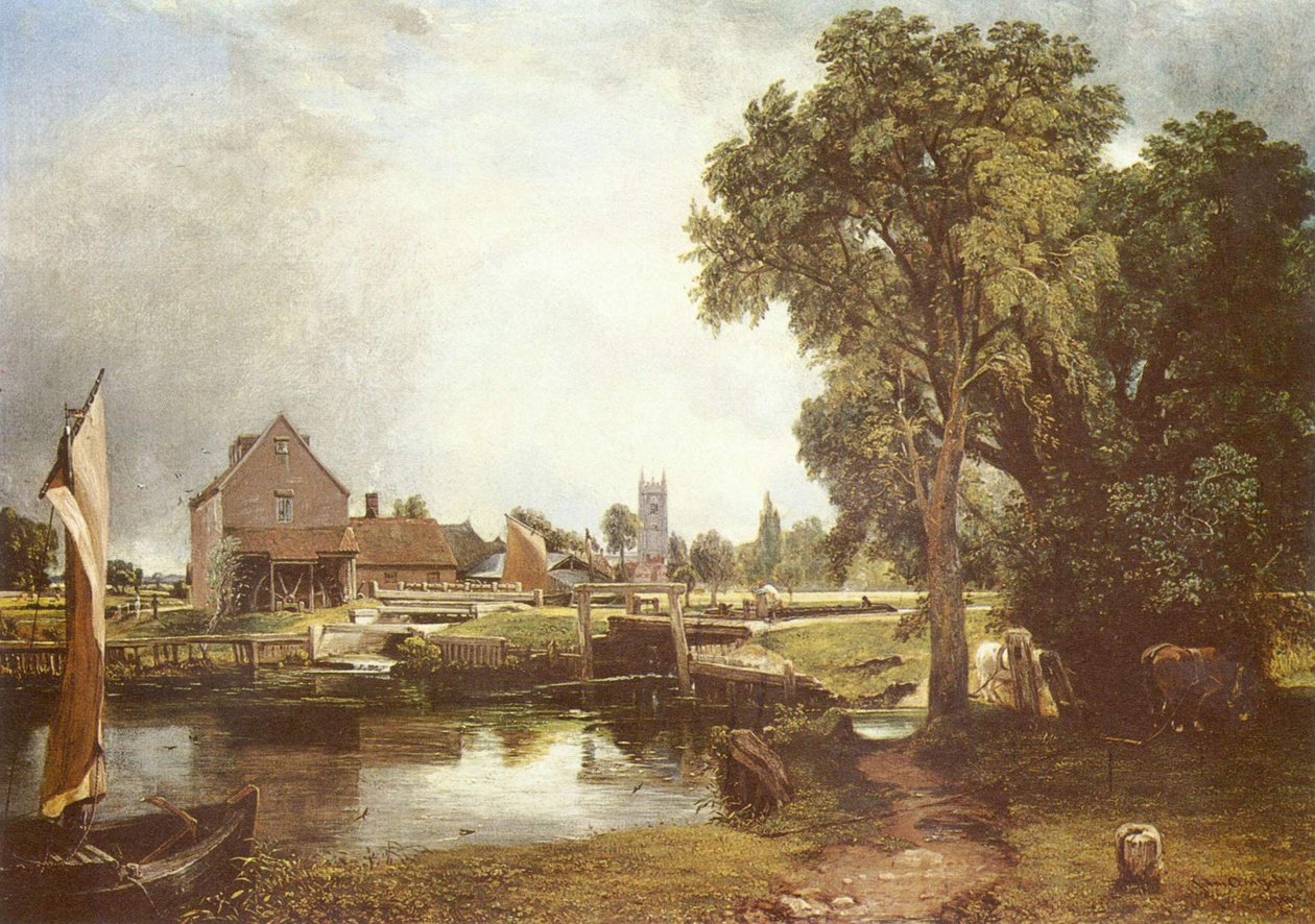 Stavidlo a mlýn u Dedhamu od John Constable