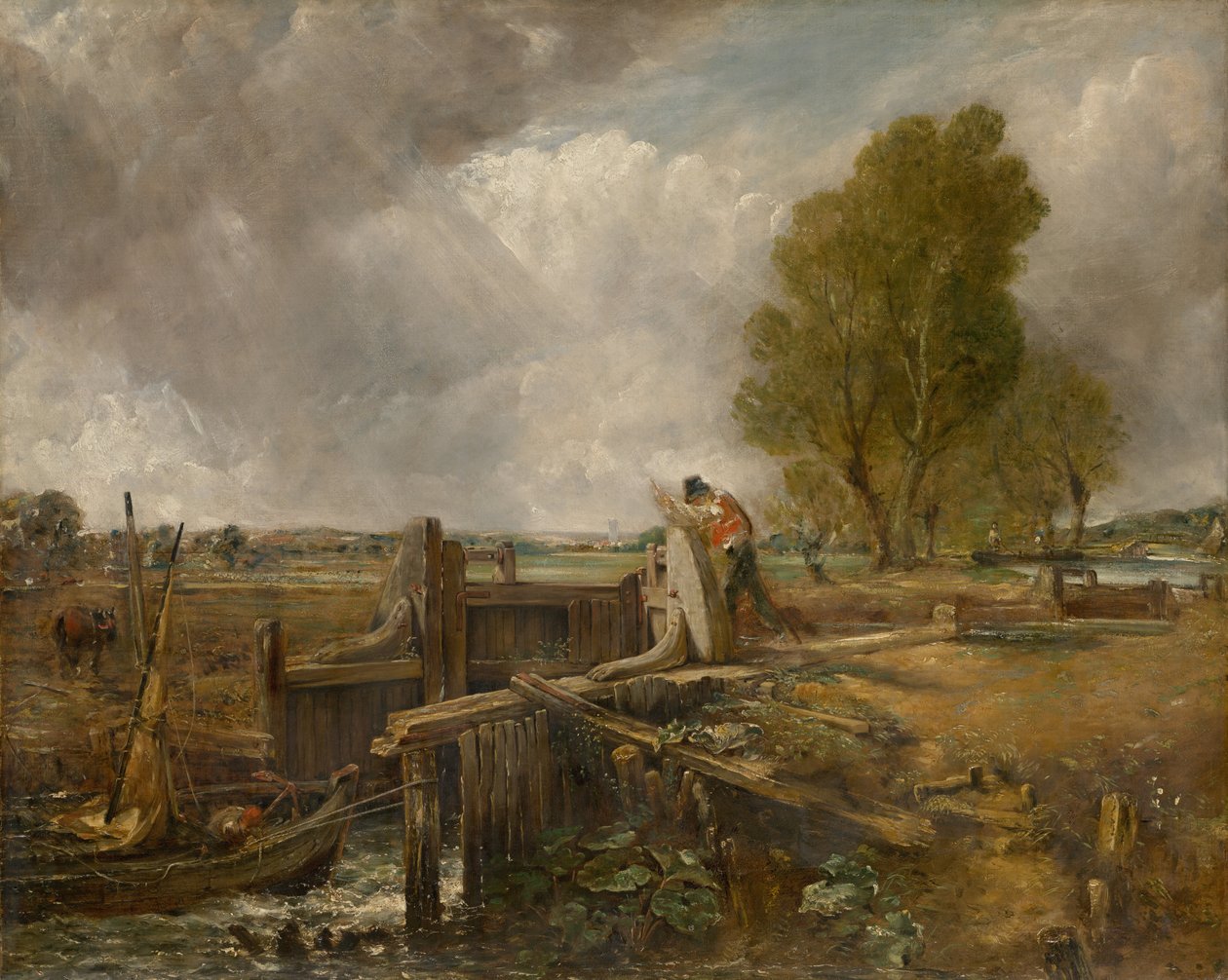 Studie lodi míjející plavební komoru od John Constable