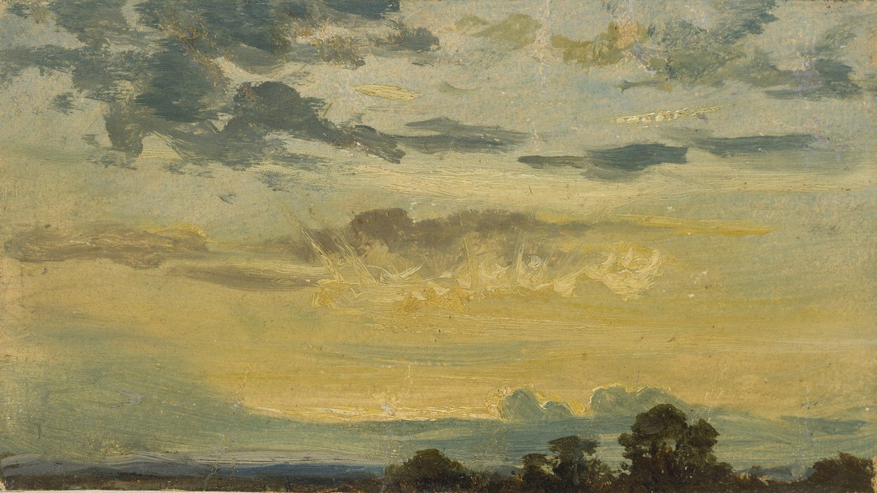 Letní západ slunce (olej na papíře) od John Constable