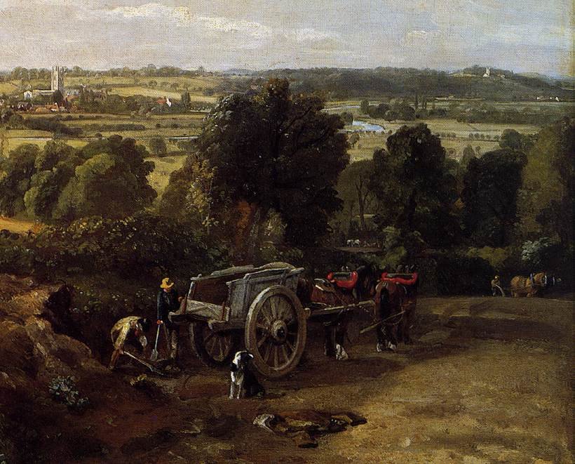 Údolí Stour s kostelem Dedham (detail) od John Constable