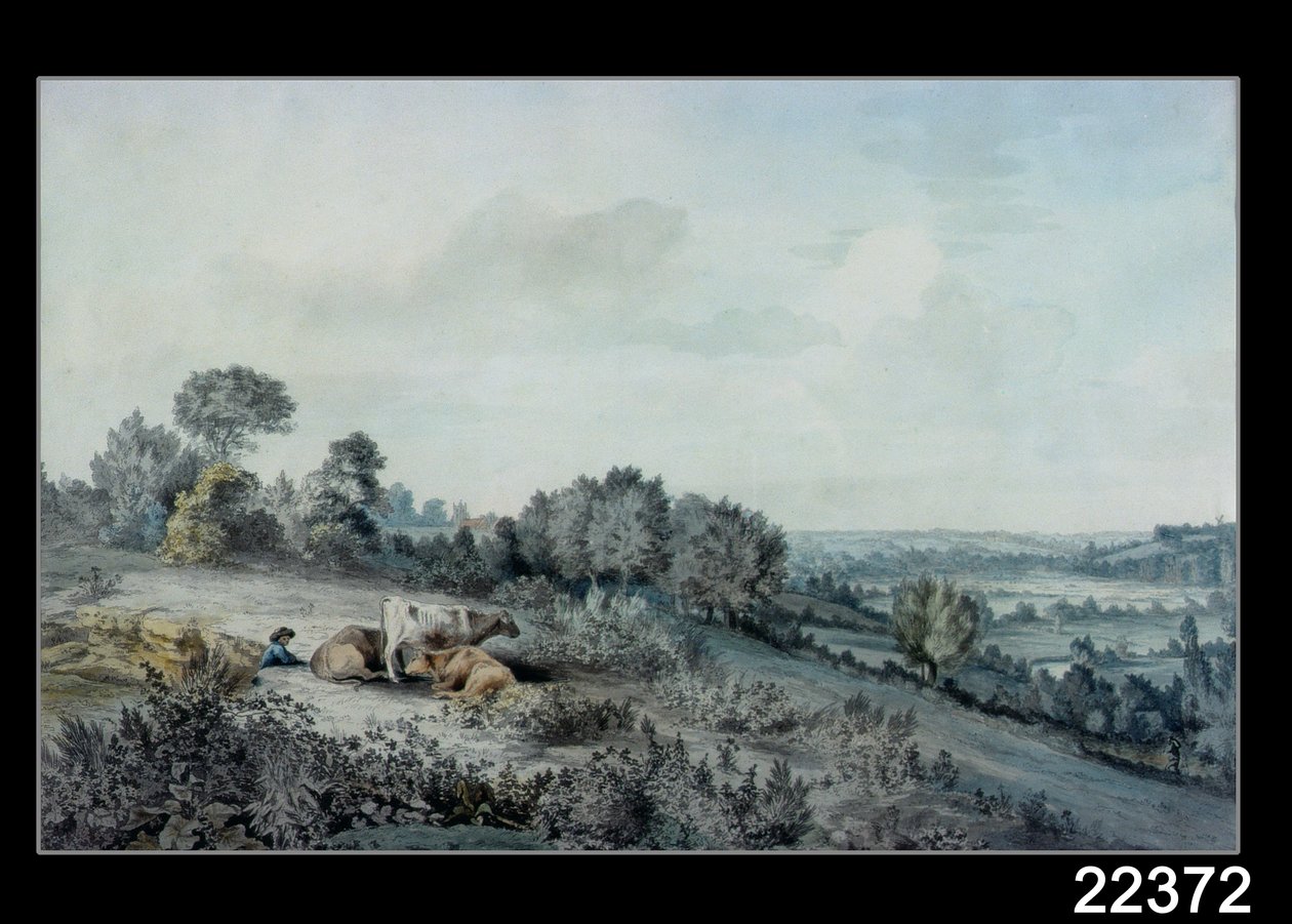 Údolí Stour, při pohledu na východní Bergholt, 1880 (tužka, pero a inkoust a akvarel na papíře) od John Constable
