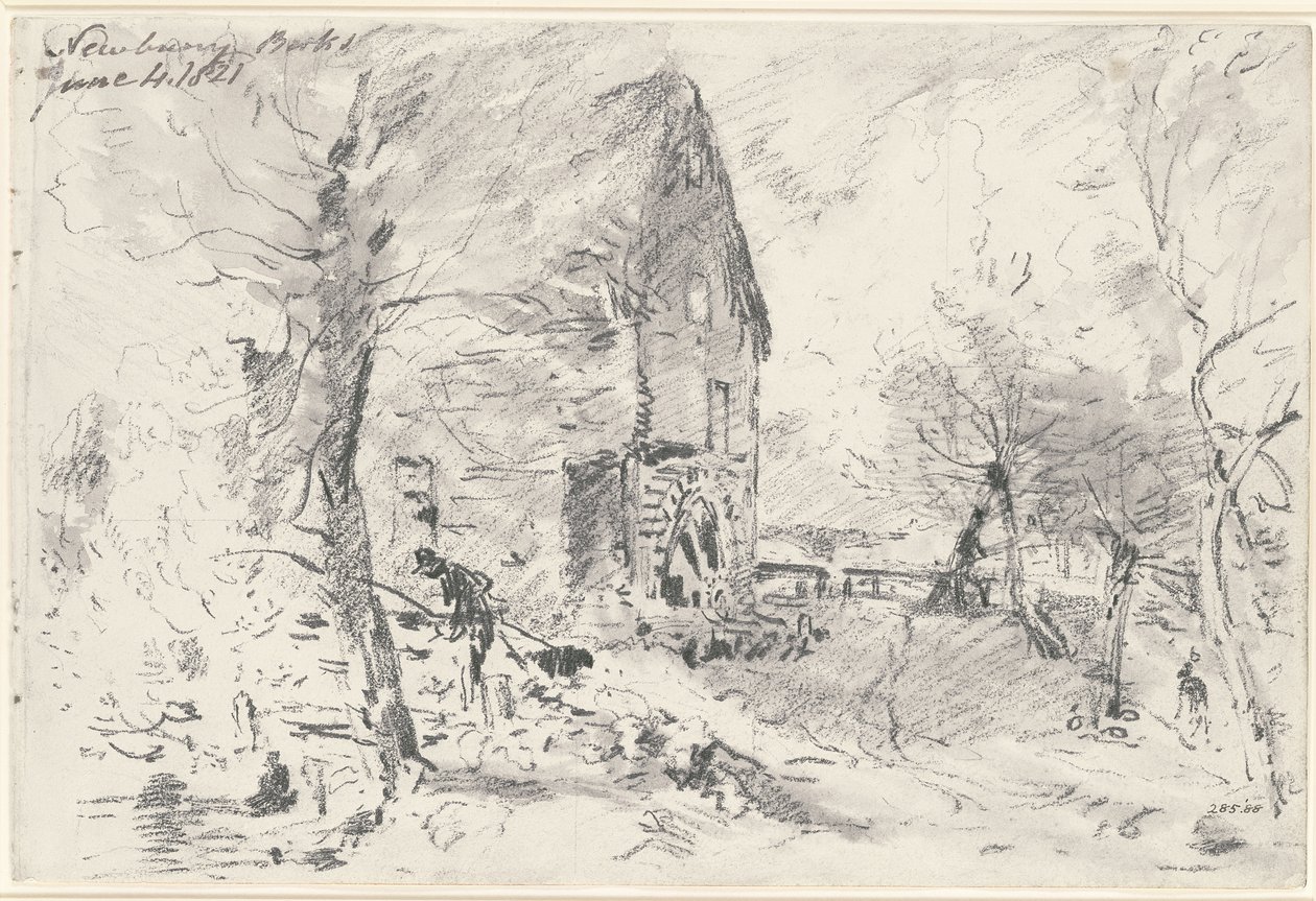 Vodní mlýn v Newbury (tužka) od John Constable