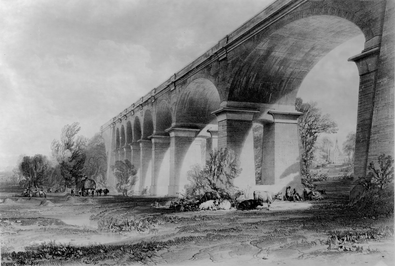 Viadukt Wharncliffe, kolem 40. let 19. století od John Cooke Bourne