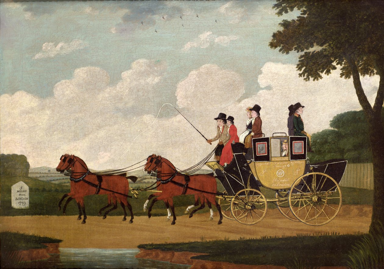 Royal Mail Coach, Chelmsford do Londýna, 1799 od John Cordrey