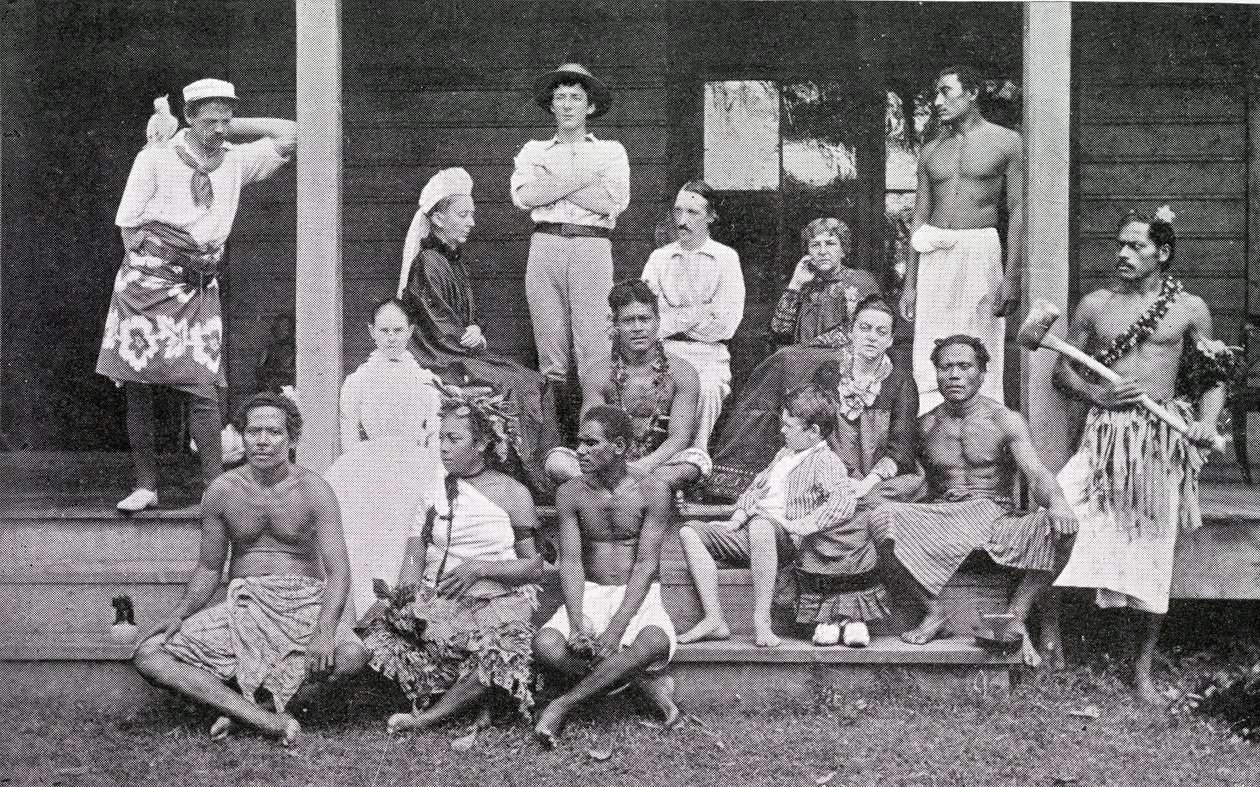 Robert Louis Stevenson se svou domácností ve Vailimě, Samoa, 1892 od John Davis