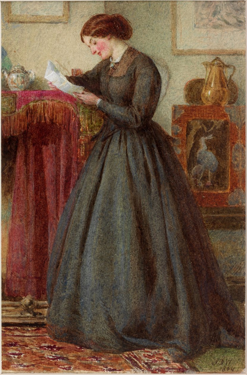 The Letter (inkoust a akvarel na kartě) od John Dawson Watson