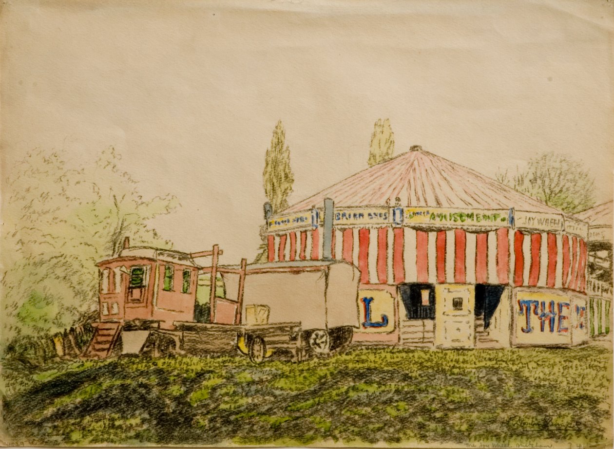 The Joy Wheel, Mitcham (černá křída a čb na papíře) od John Doman Turner