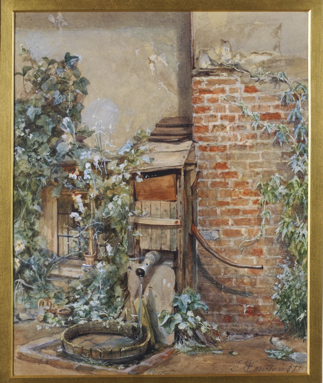 Studie staré vodní pumpy, 1877 wc na papíře od John Edward Newton