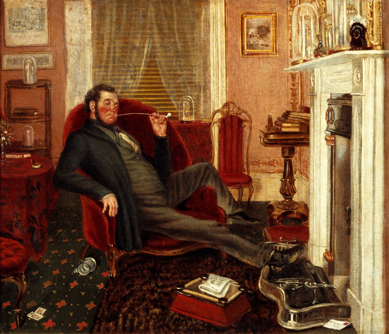 Muž kouřící v salonu, 1862 od John Edward Soden