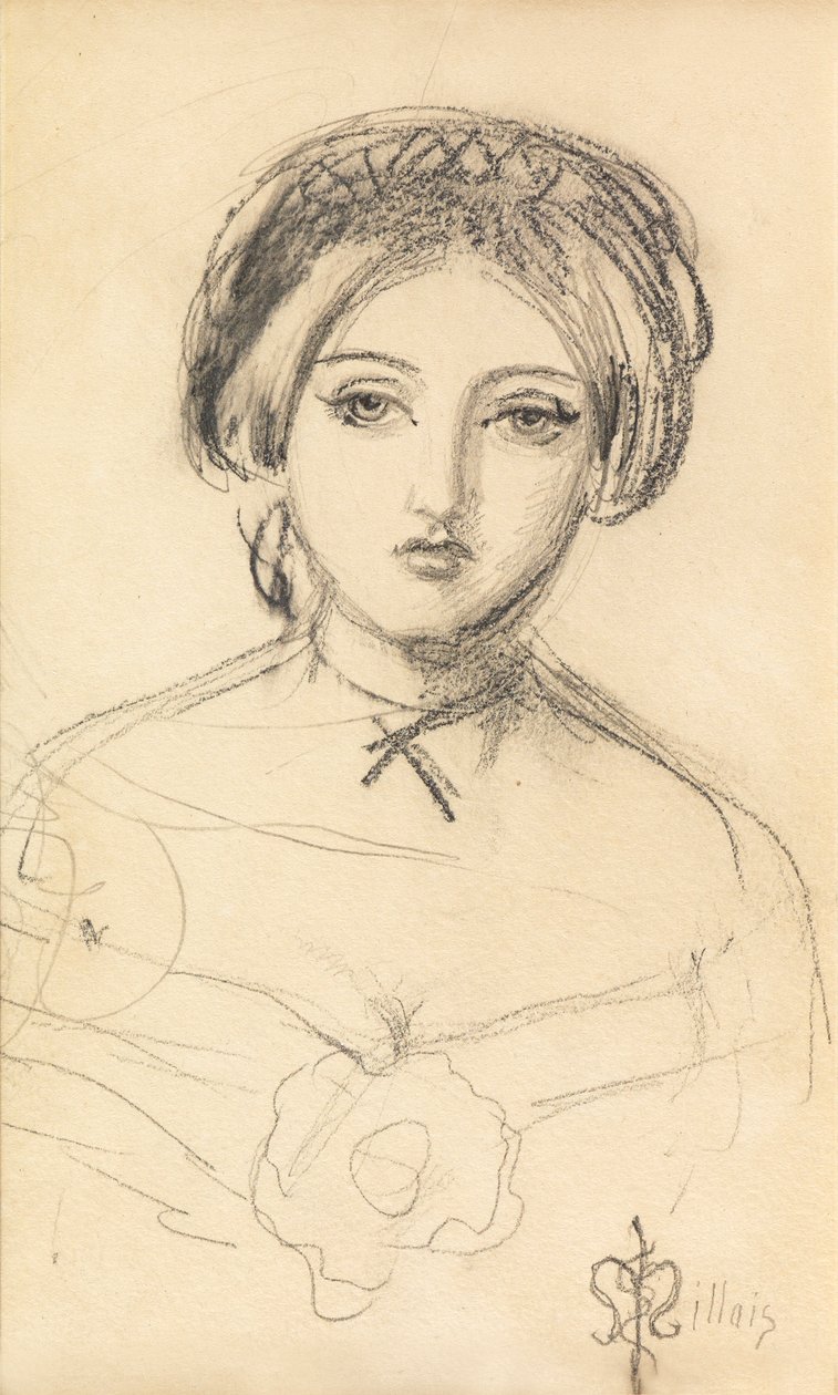 Anglická kráska na způsob Johna Leecha, kolem roku 1853 od John Everett Millais