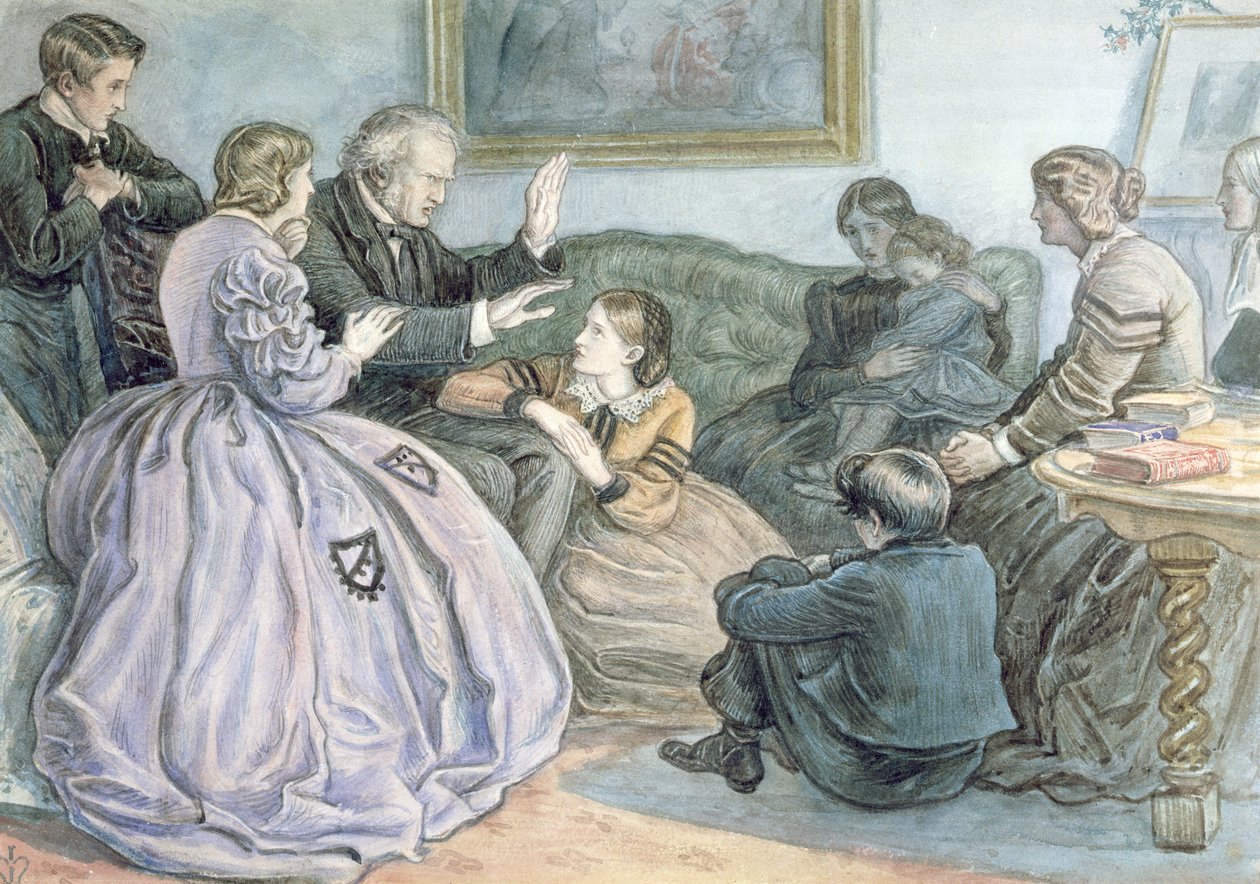Vánoční vyprávění, Zimní pohádka, 1862 (wc nad tužkou na papíře) od John Everett Millais