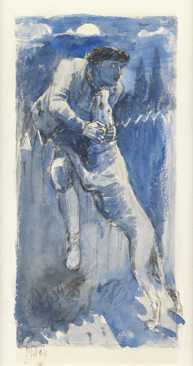 Obrana, kolem 1849-50 (tužka a mytí na papíře) od John Everett Millais