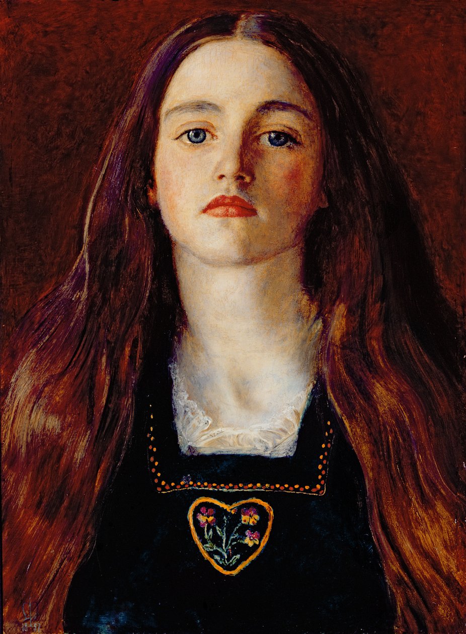 Portrét dívky, 1857 (olej na papíře přes panel) od John Everett Millais