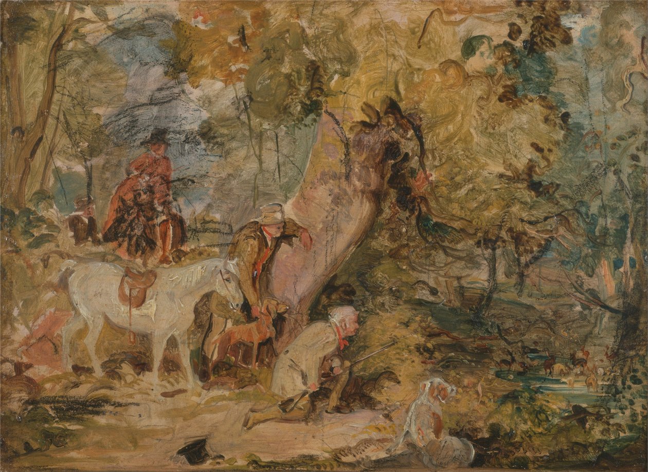 Skica pro `` Lesníky pronásledující jeleny od John Frederick Lewis