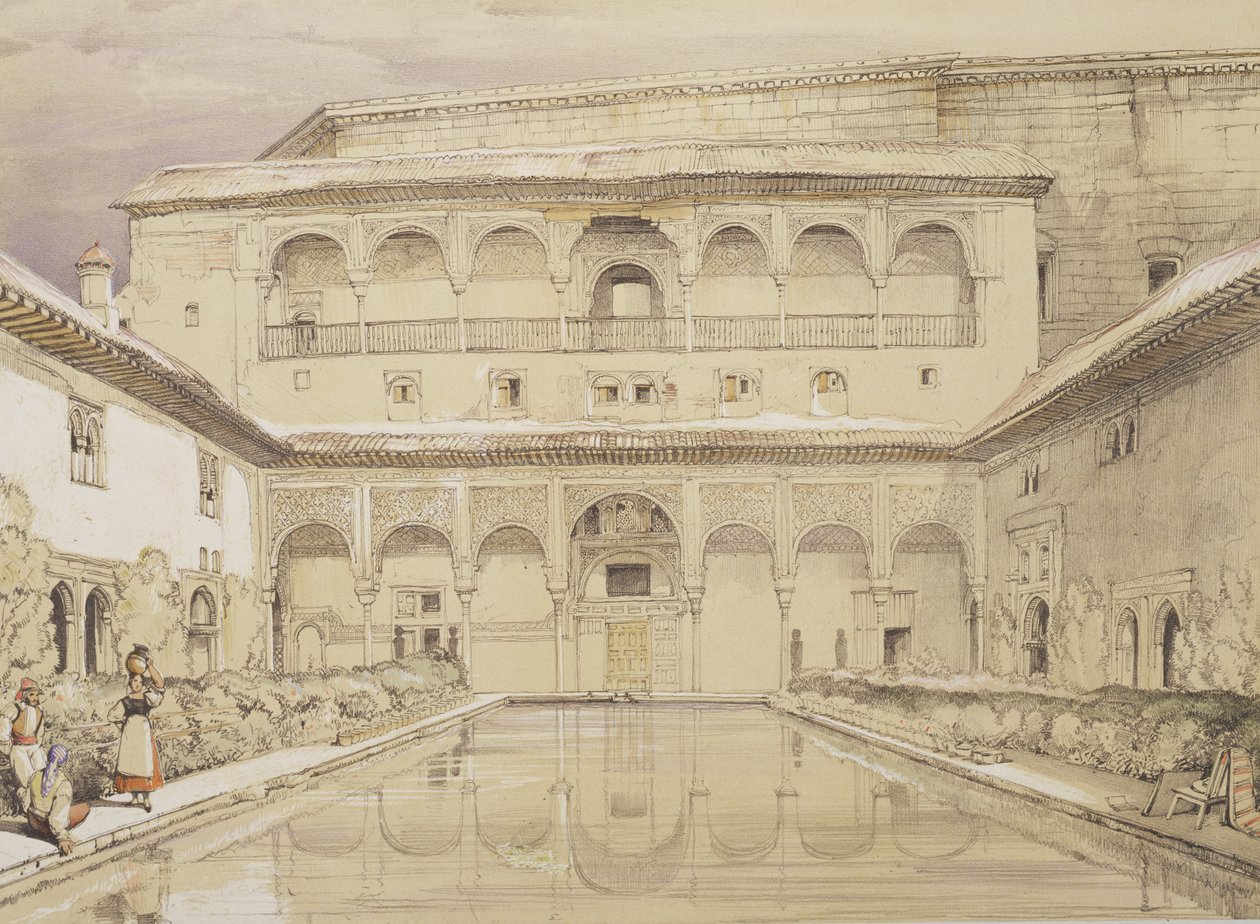 Soud z Myrtles (Patio de los Arrayanes) a palác Karla V., z 