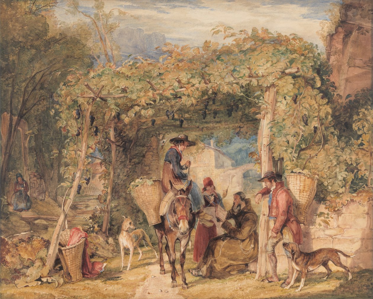 Postavy a zvířata na vinici od John Frederick Lewis