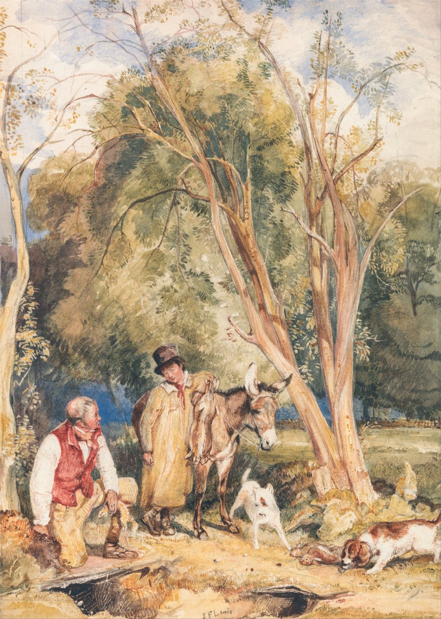 Game Keeper and Boy Ferreting a Rabbit od John Frederick Lewis