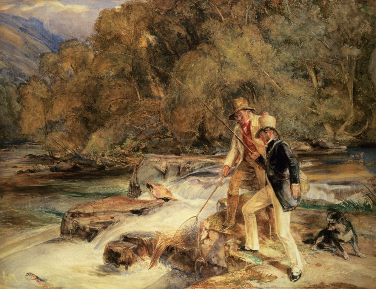 Landseer a Lewis Fishing od John Frederick Lewis
