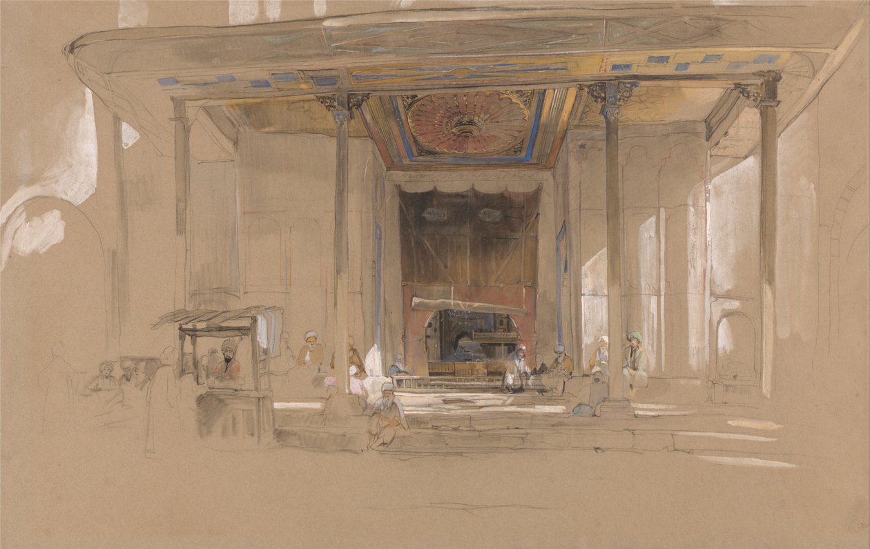 Hlavní vchod do Velké mešity, (Ulu cami) Bursa, Turecko, od John Frederick Lewis