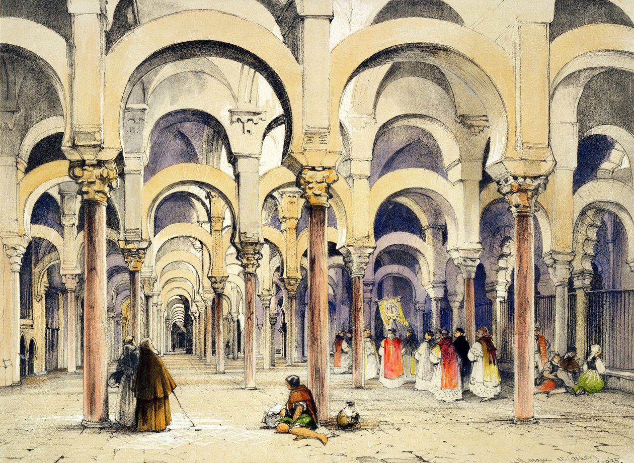 Mešita v Córdobě, z knihy "Sketches of Spain", vyryl Charles Joseph Hullmandel (1789-1850), vydáno 1836. od John Frederick Lewis