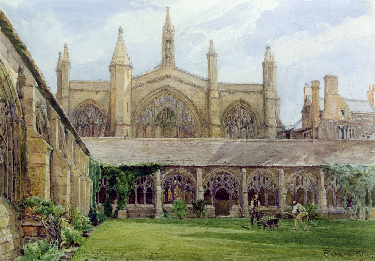 New College ambity se zahradníkem, 1887 (tužka a wc na papíře) od John Fulleylove
