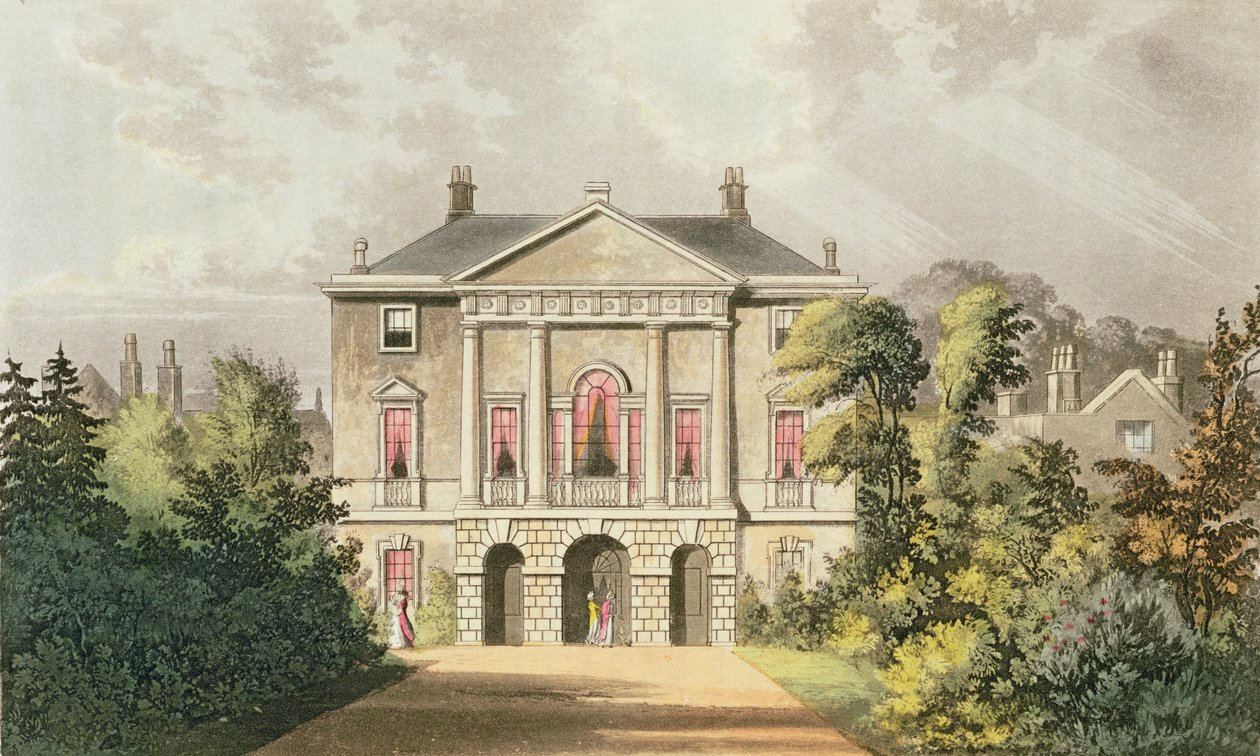 The New Lodge, Richmond Park, z Ackermannova „Repository of Arts“, publikovaného kolem roku 1826 od John Gendall