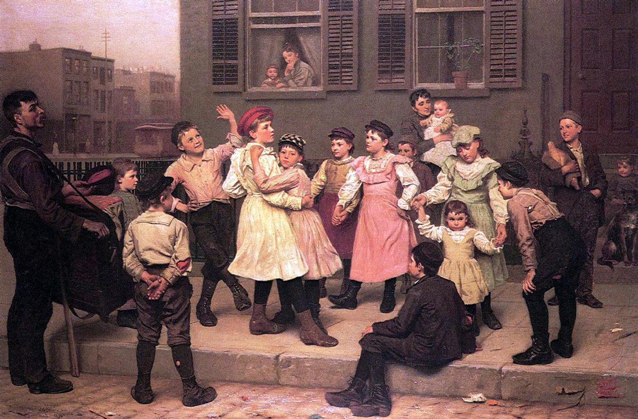 Děti tančí na ulici, 1894 od John George Brown