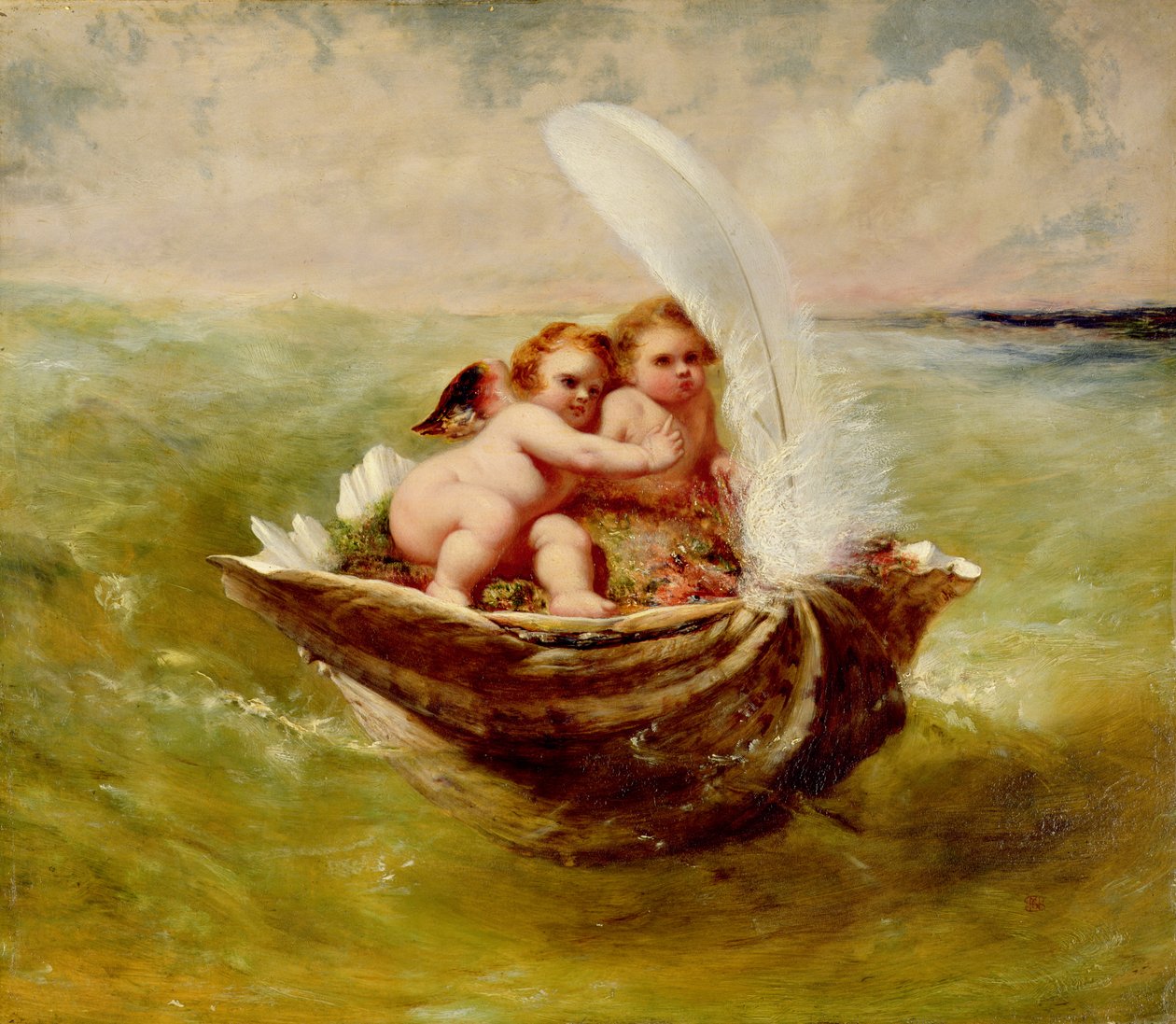 Cupids in a Shell, c.1855-59 od John George Naish