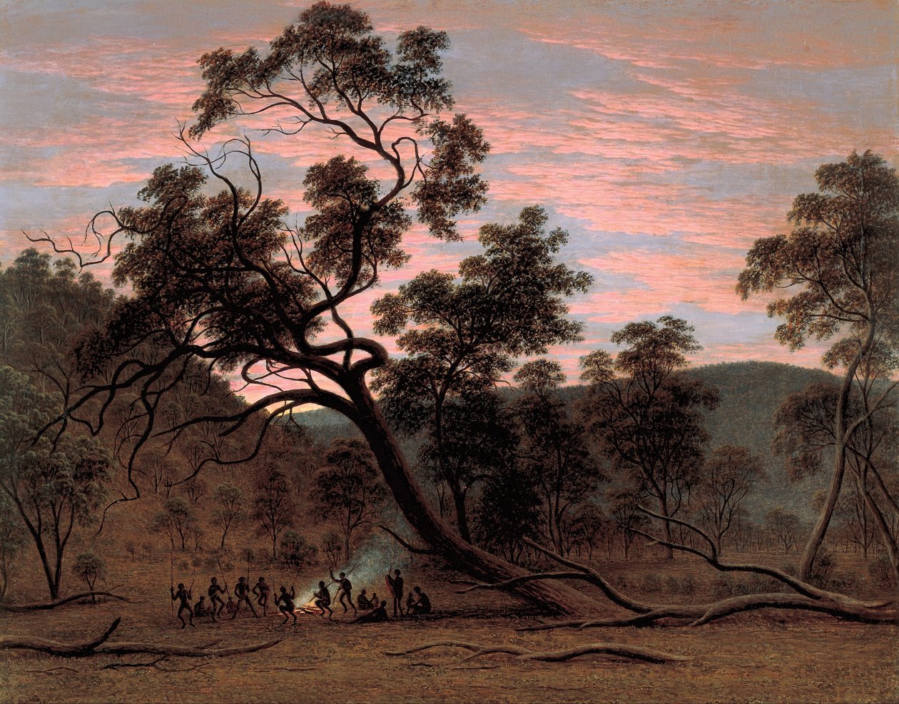 Corroboree domorodců v Mills Plains od John Glover