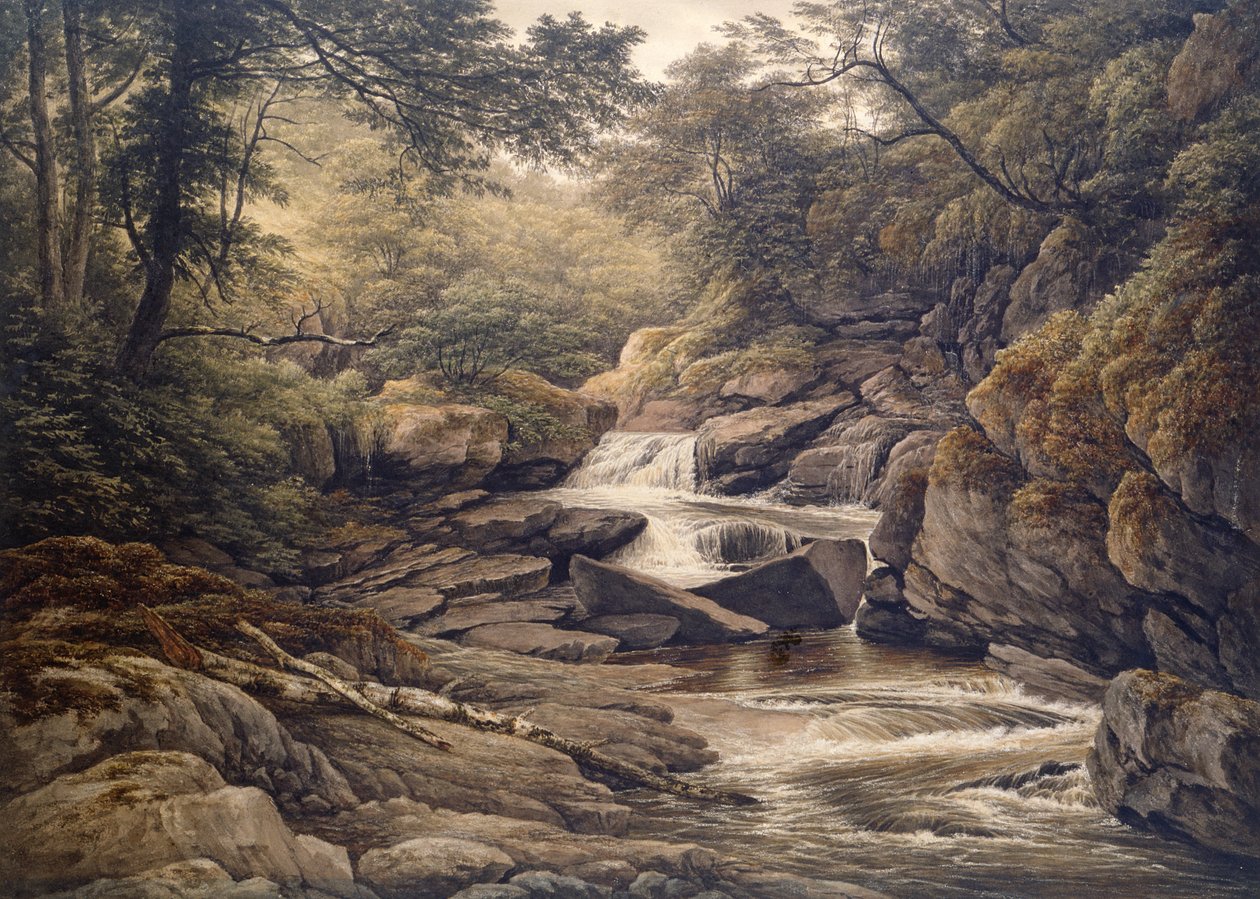 Rhiadr Ddu, poblíž Maentwrog, Severní Wales od John Glover