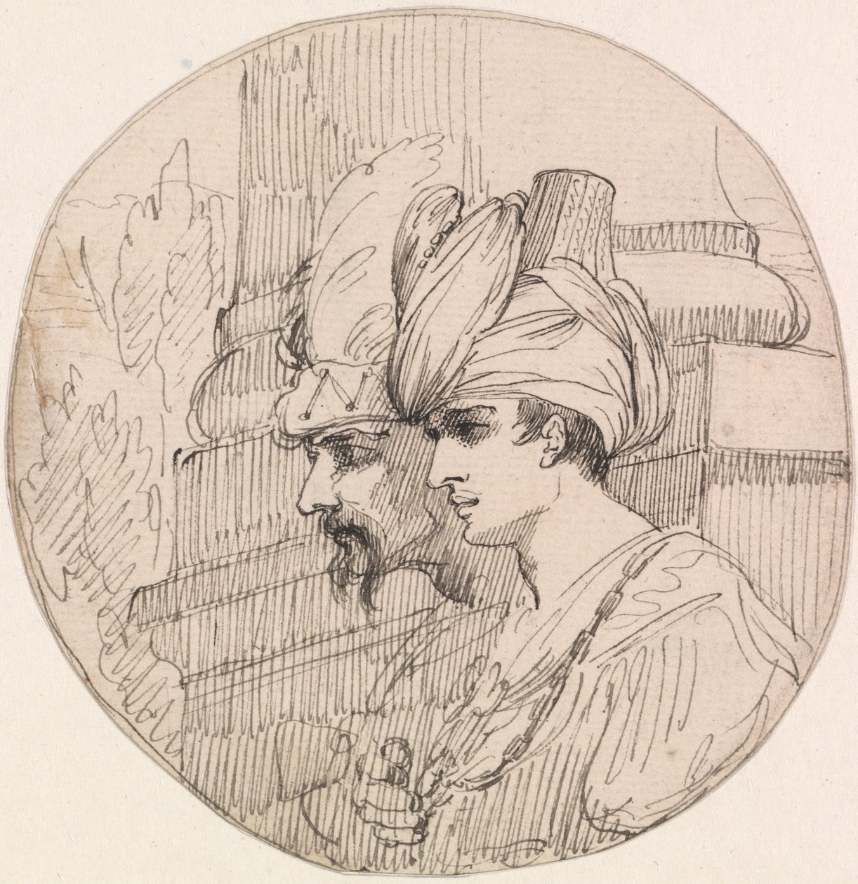 Dvě hlavy v rondelu od John Hamilton Mortimer