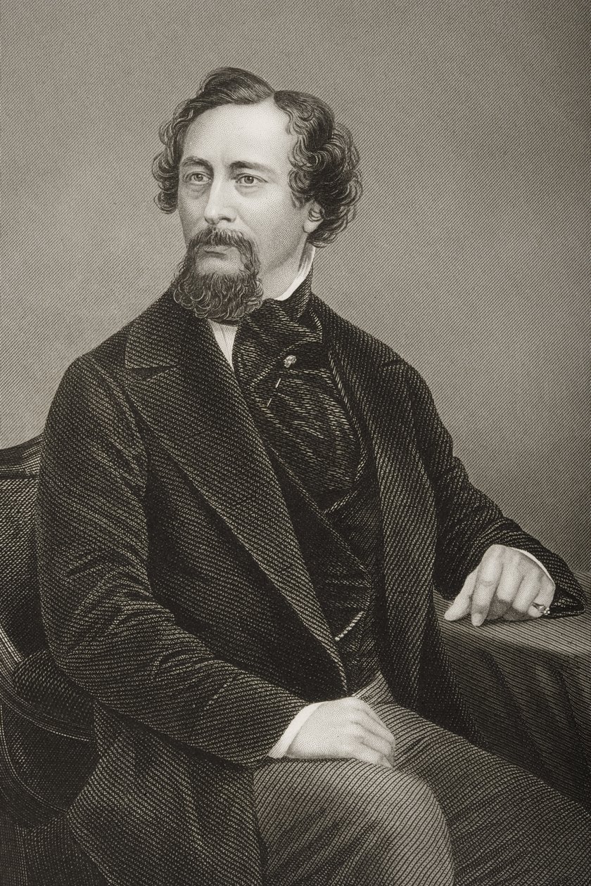 Charles John Huffam Dickens (1812-70) vyryl D.J. Libra z fotografie z „The Drawing-Room of Eminent Personages, Volume 2“, publikované v Londýně, 1860 (podrobnosti viz 266631) od John Jabez Edwin Paisley Mayall