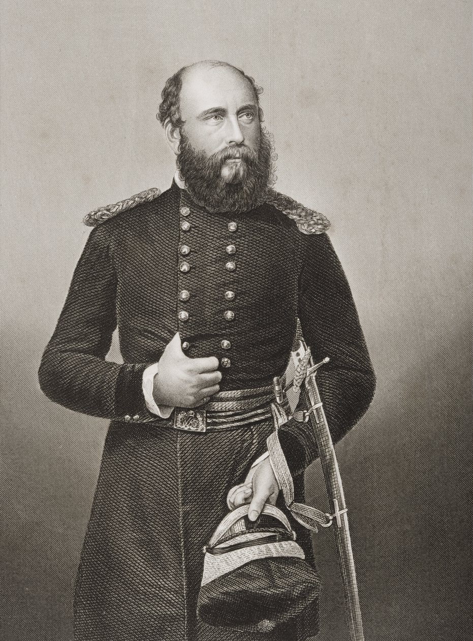 H.R.H. Prince George (1819-1904) 2. vévoda z Cambridge, vyryl D.J. Libra z fotografie z 