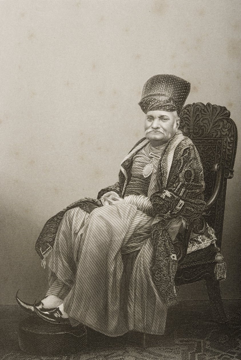 Sir Jamsetjee Jeejeebhoy (1783-1859), vyrytý D. J. Poundem podle fotografie z knihy "The Drawing-Room of Eminent Personages, Volume 2", vydané v Londýně roku 1860. od John Jabez Edwin Paisley Mayall