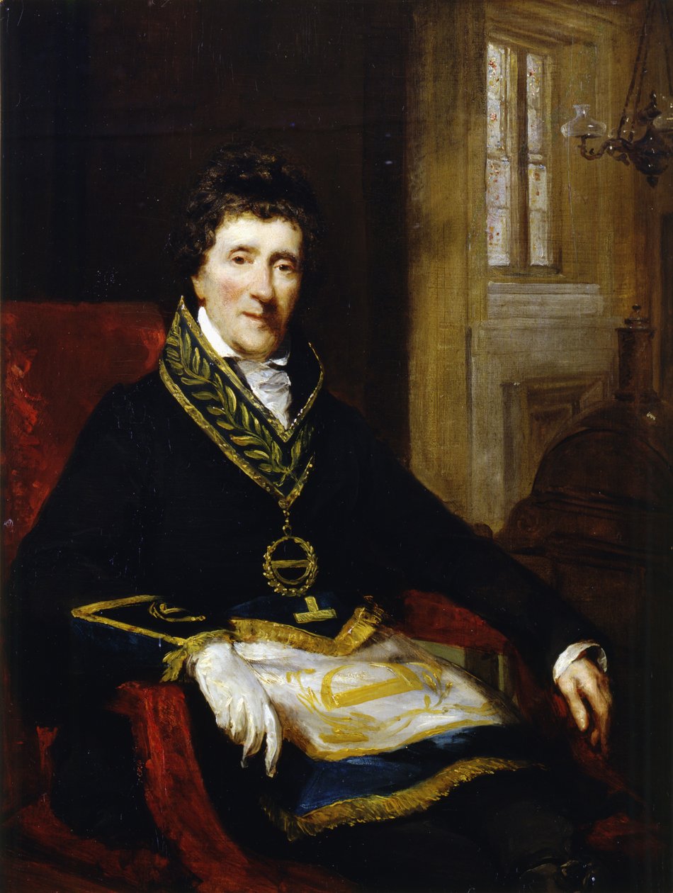 Sir John Soane v zednářském kostýmu jako velký superintendent a předseda rady stavebních prací, 1828-29 od John Jackson