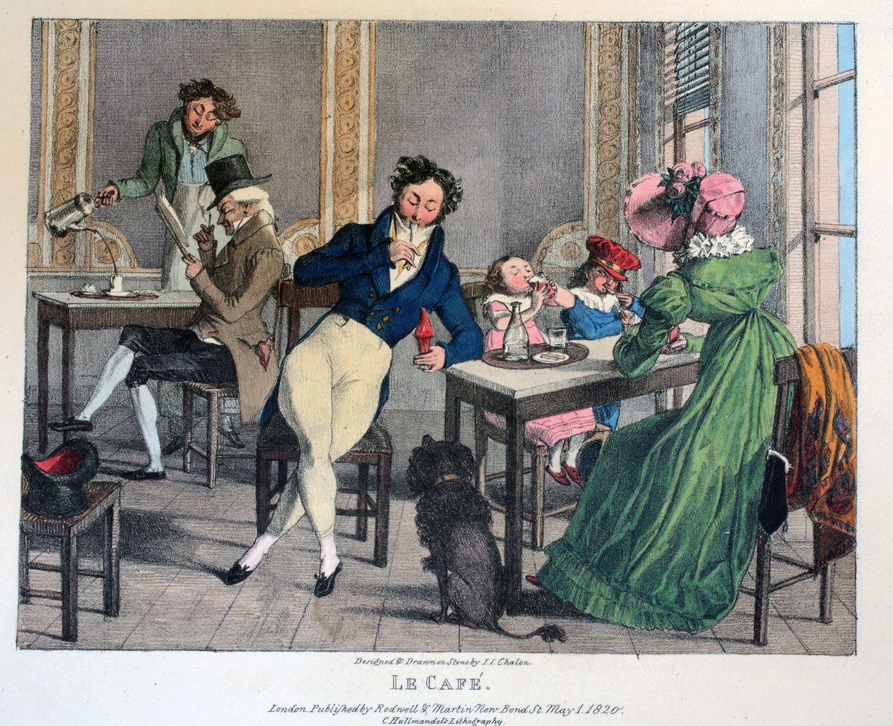 Le Cafe, hospoda. Rodwell a Martin, 1820 od John James Chalon
